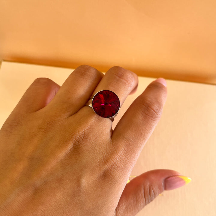 Dark red Swarovski crystals bracelet and ring