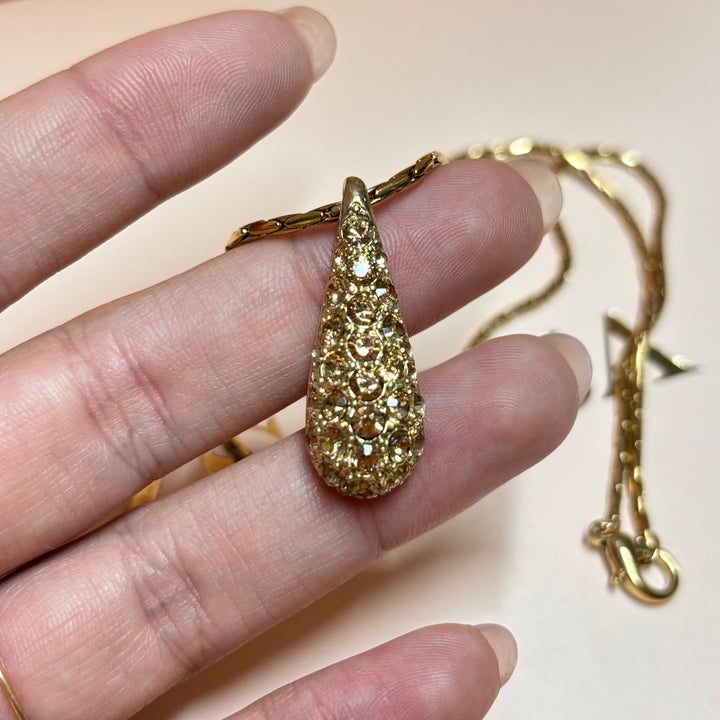 Teardrop bronze rhinestone pendant