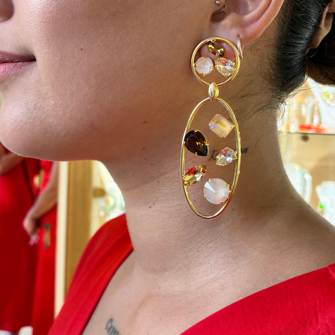 Mix of Swarovski crystals colours Earrings and ring