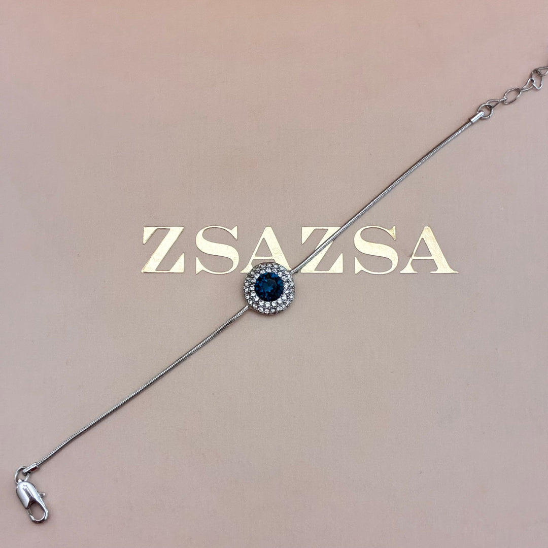 Round navy blue zircone set