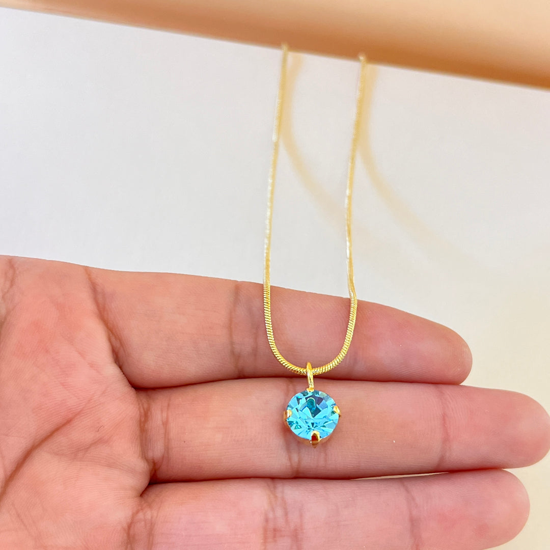 Turquoise round Swarovski crystal pendant