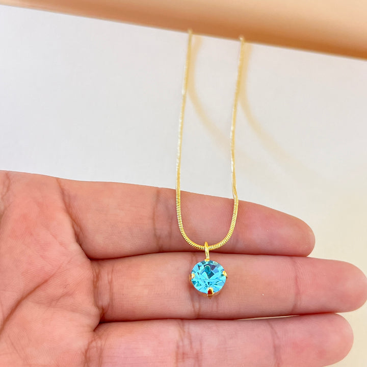 Turquoise round Swarovski crystal pendant