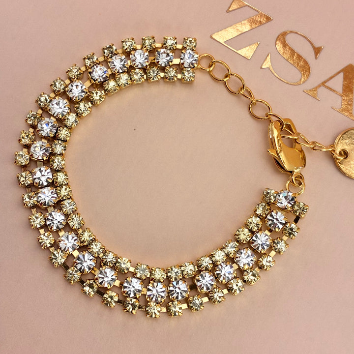 Mint Swarovski crystals gold plated bracelet