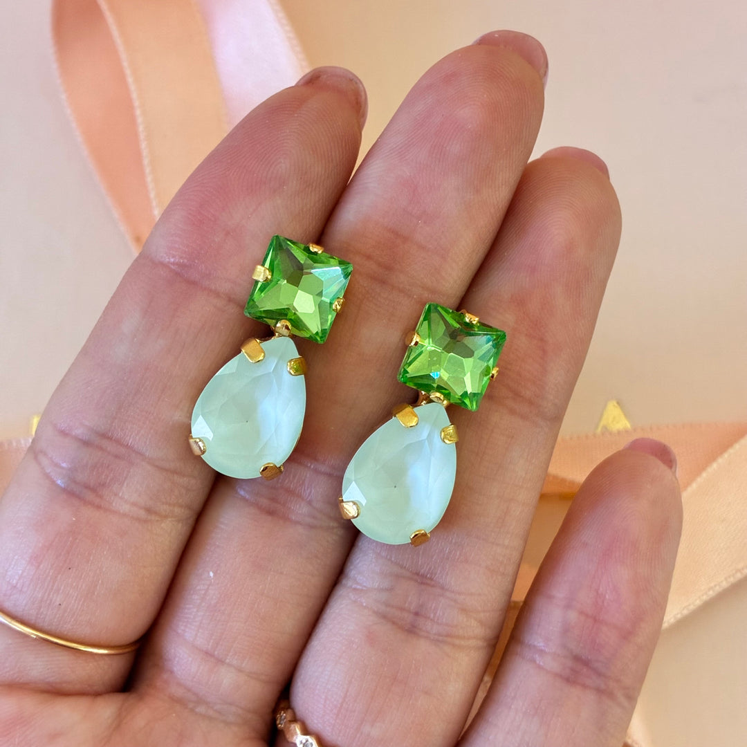 Mint with green Swarovski crystals earrings