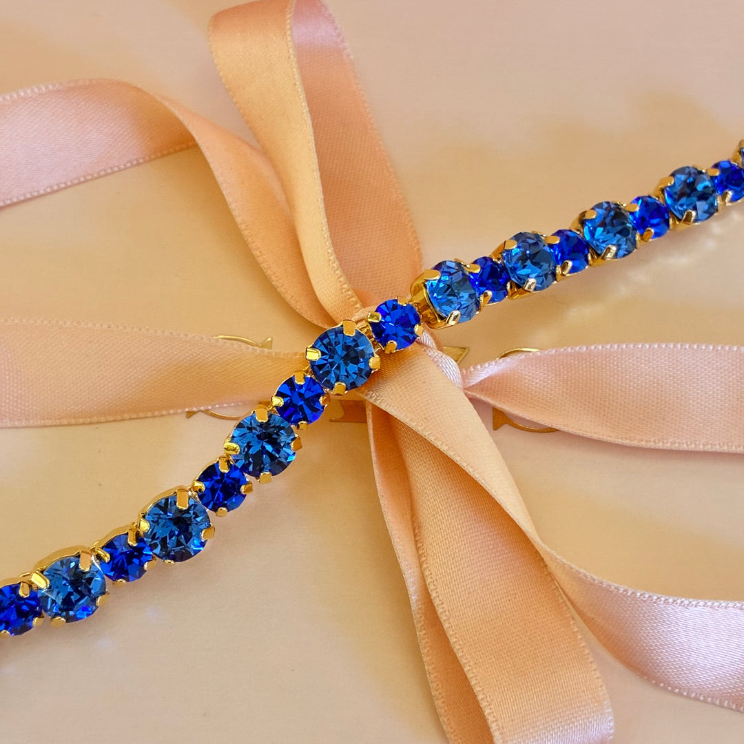 Royal blue Swarovski crystals gold plated bracelet