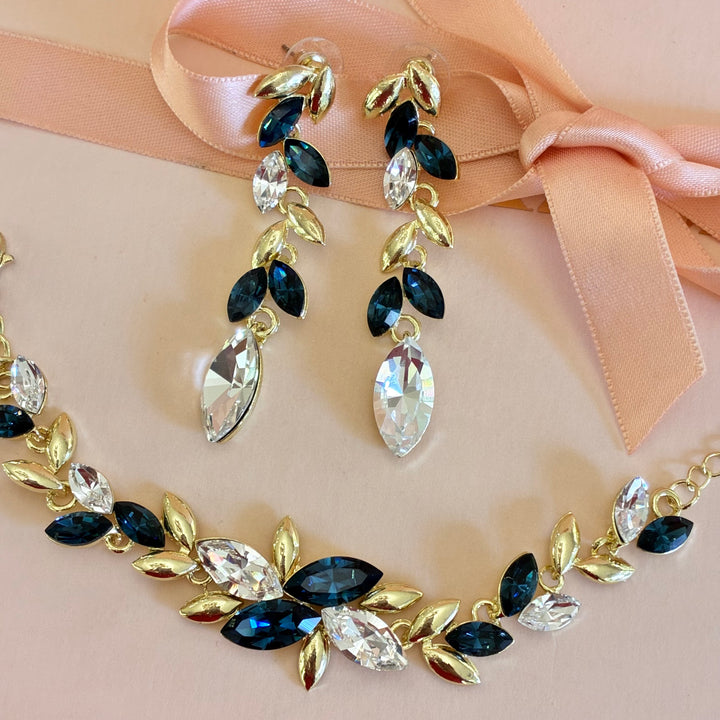 Marquise navy blue Swarovski crystals set