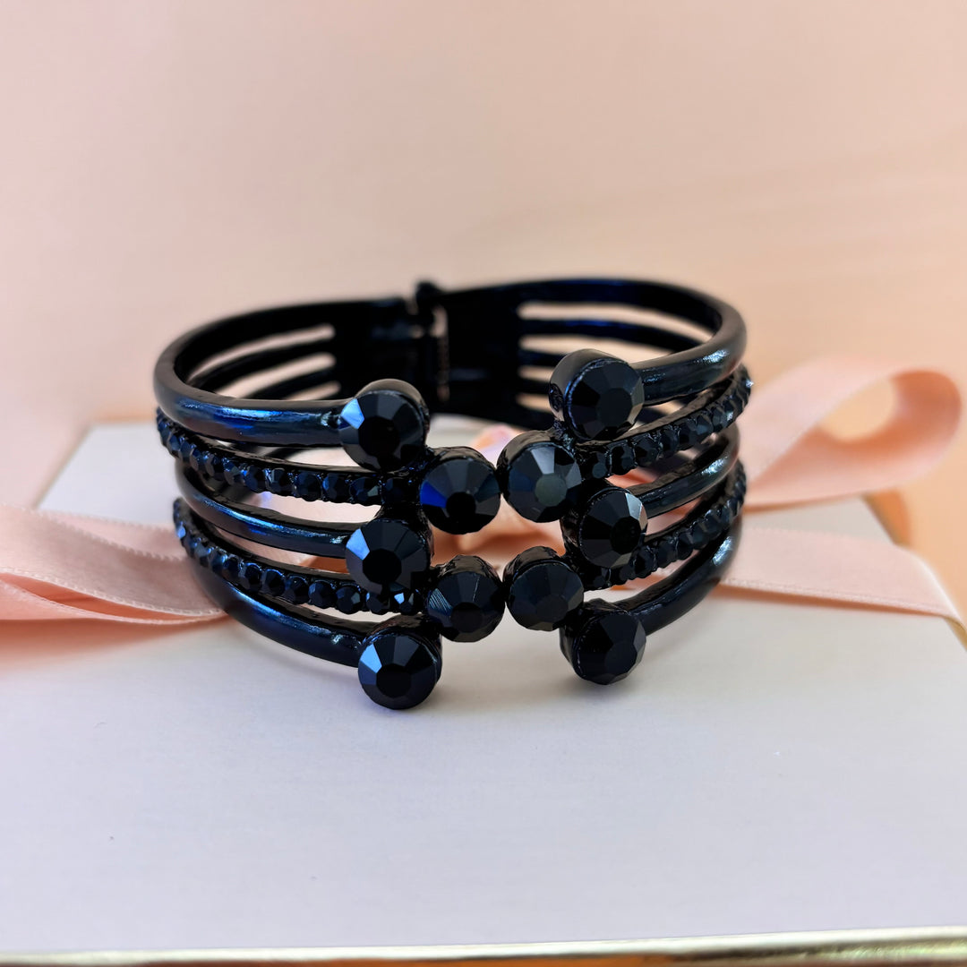 Black rhinestone chunky bangle