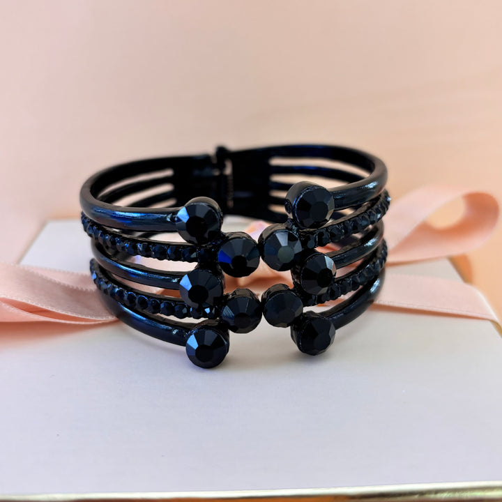 Black rhinestone chunky bangle