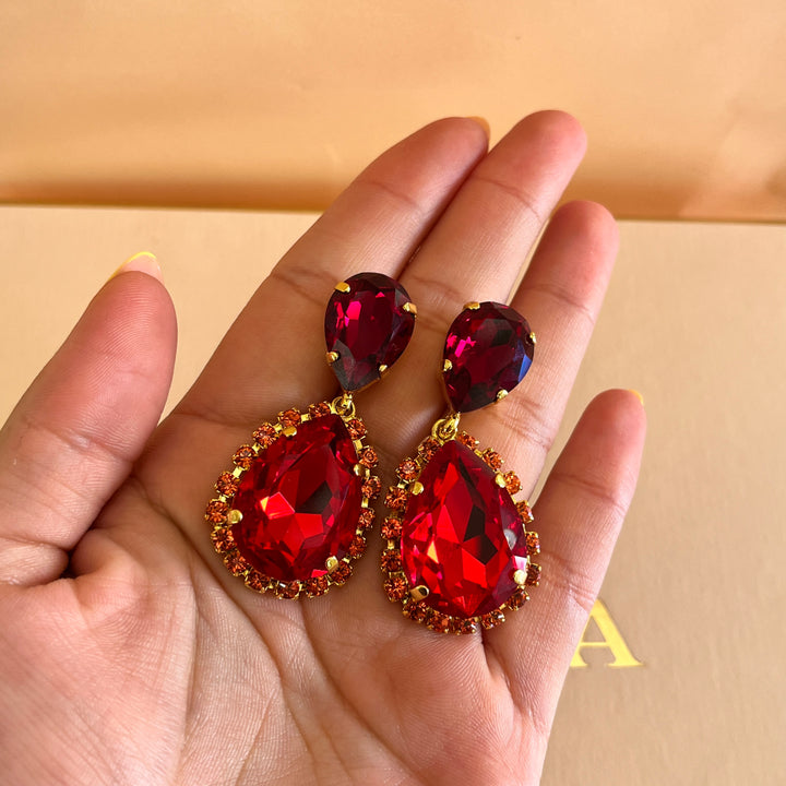 Red Swarovski crystals earrings