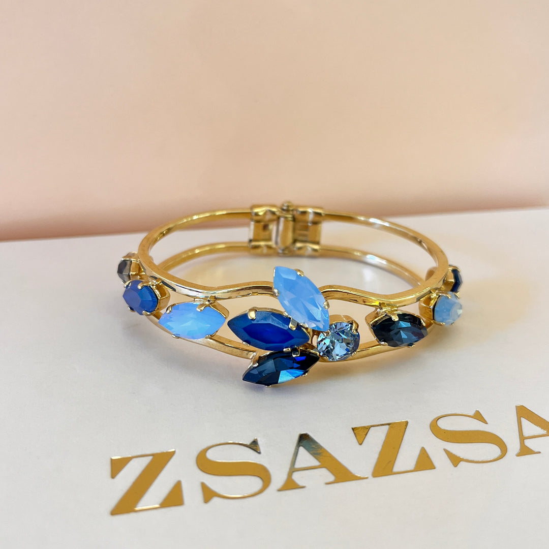 Blue tones Swarovski crystals bangle