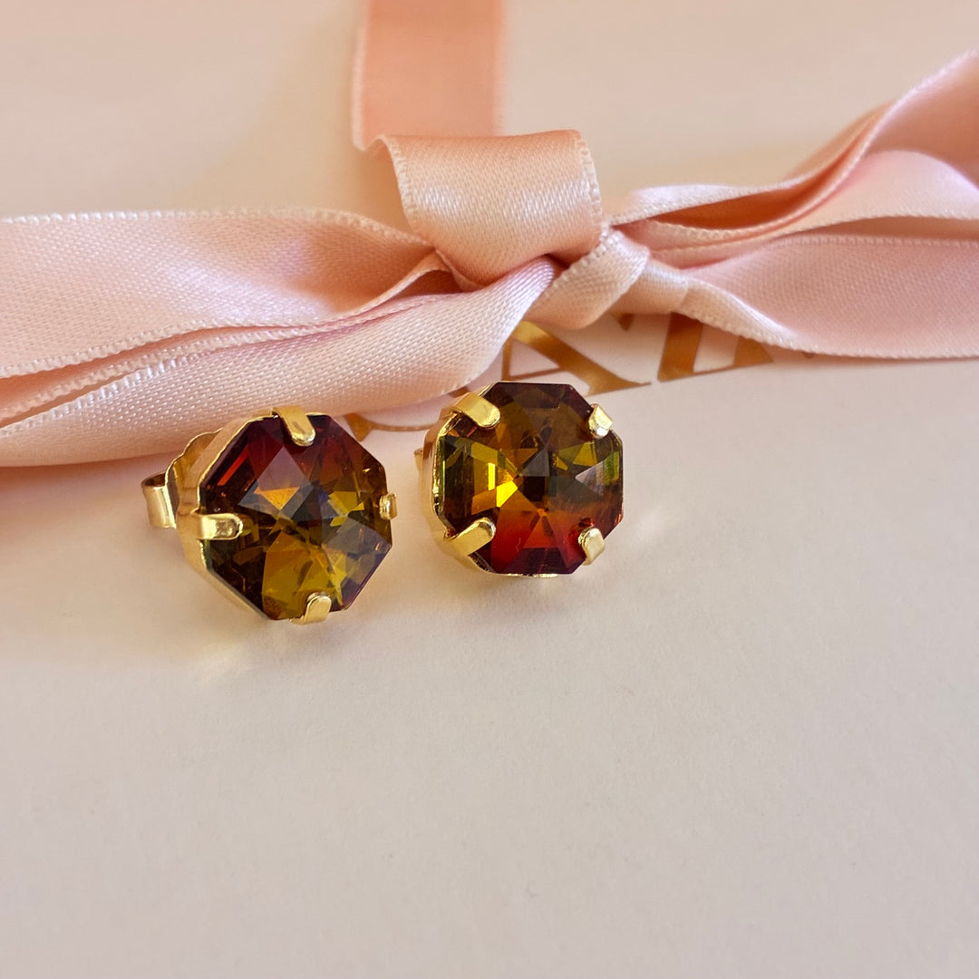 Bronze Swarovski crystals studs