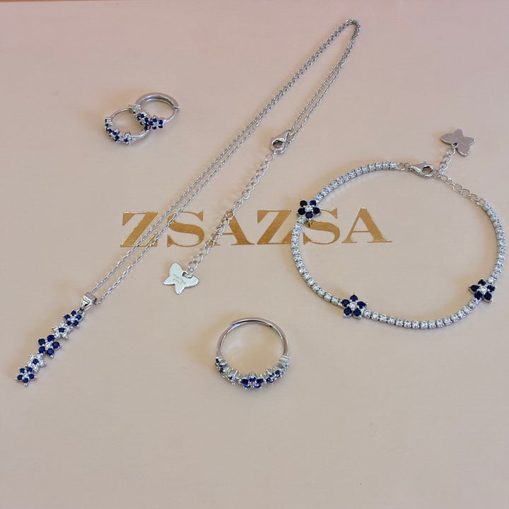 Royal blue sterling silver zircone set