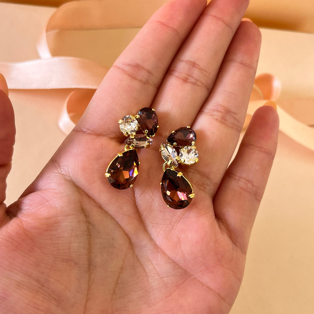 Purple teardrop Swarovski crystals set