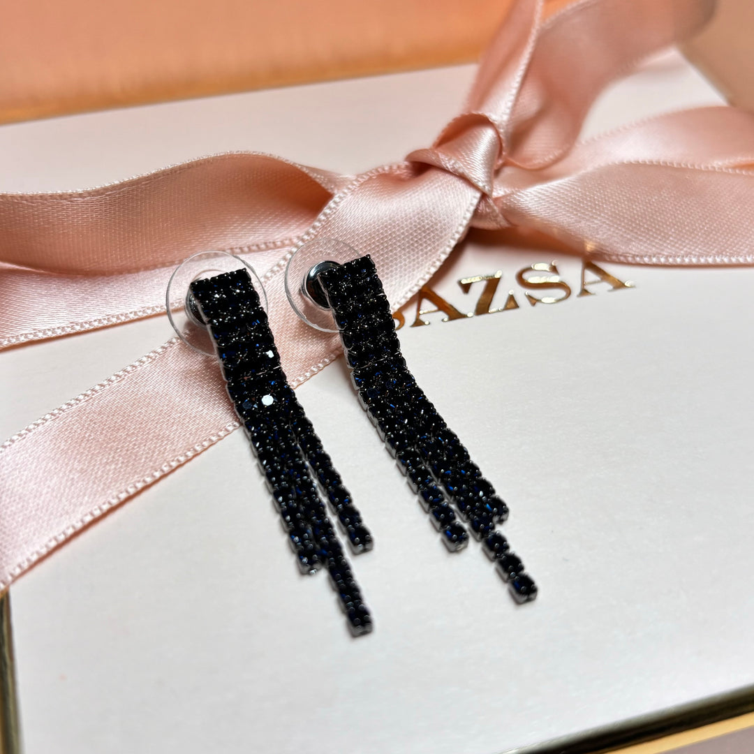 Fringe navy blue rhinestone set