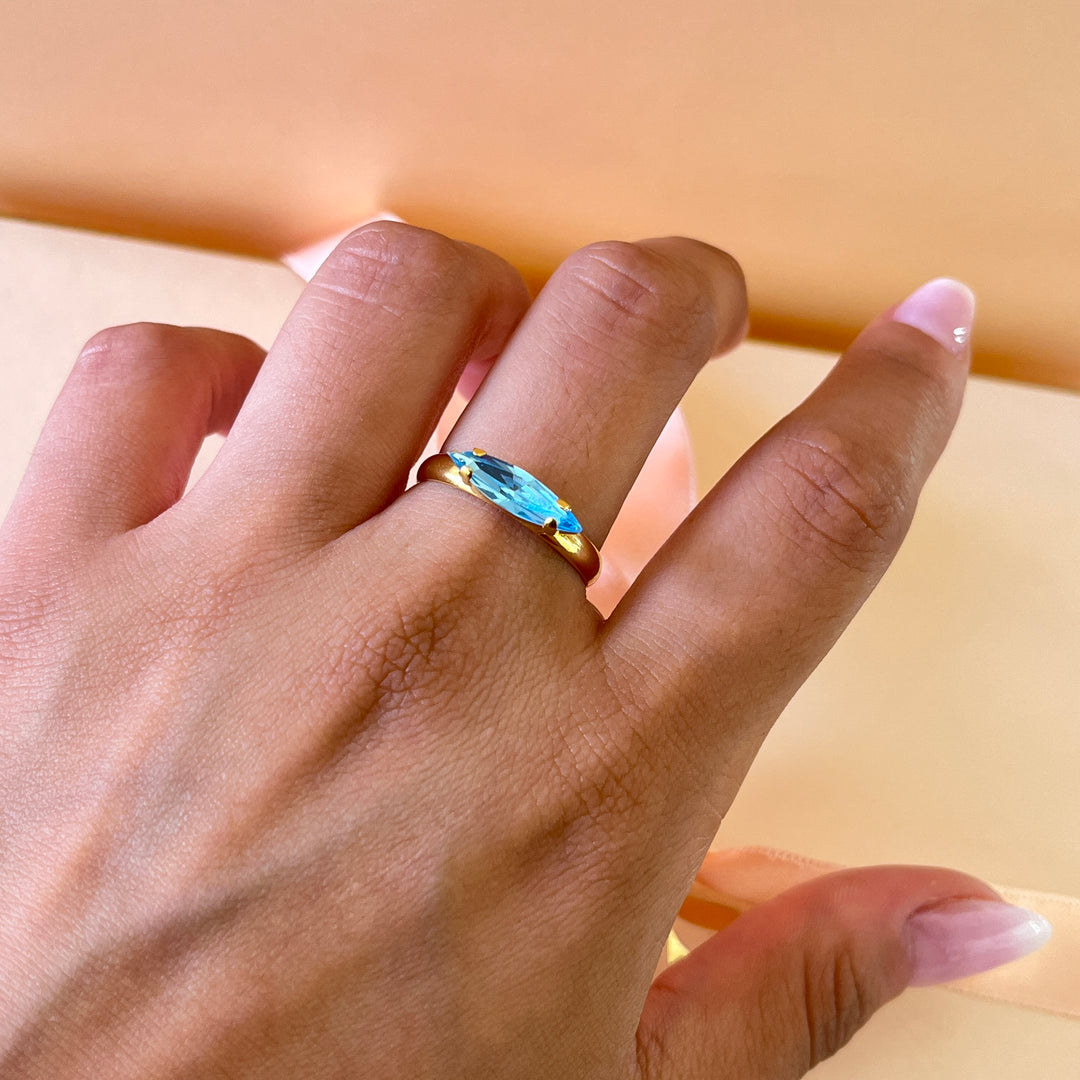 Turquoise marquise Swarovski crystal ring
