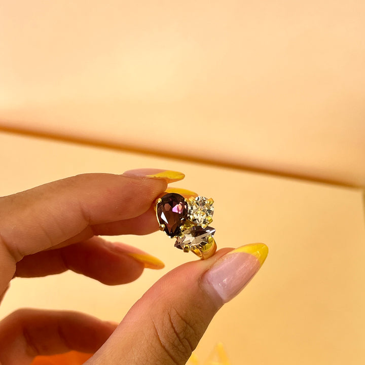 Purple teardrop Swarovski crystals set