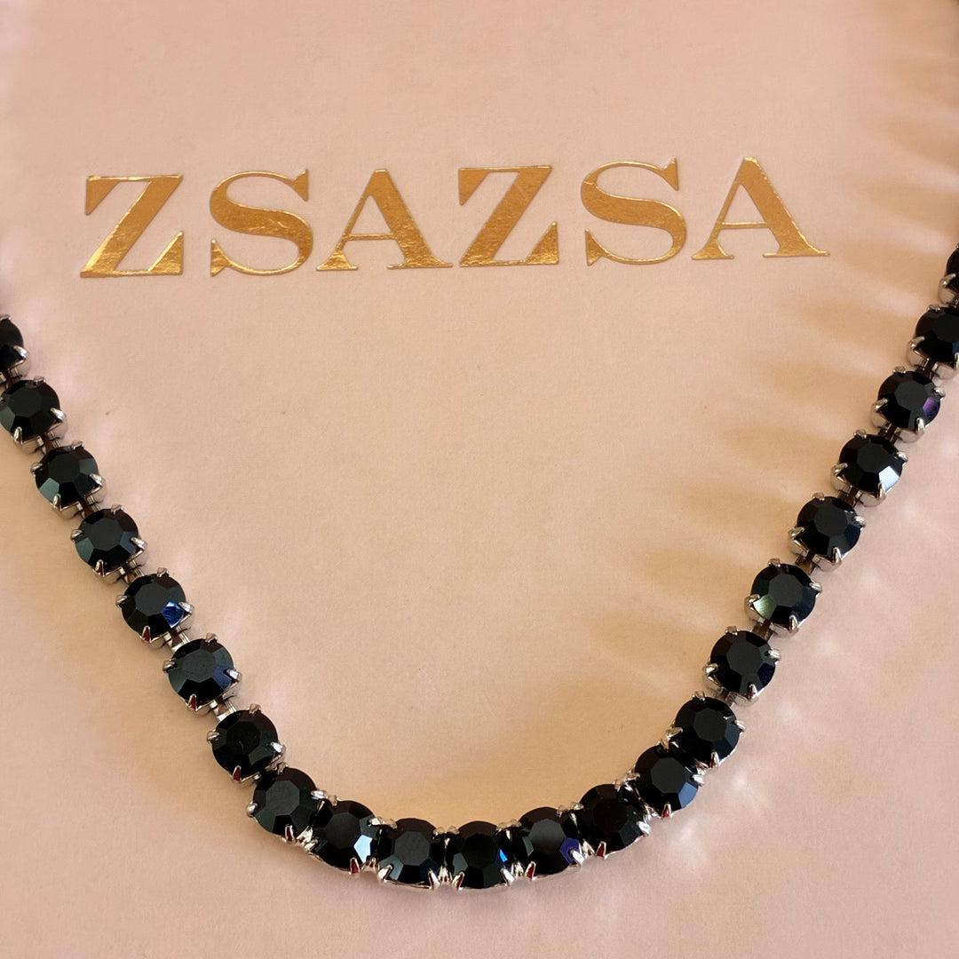 Black precios crystals tennis necklace