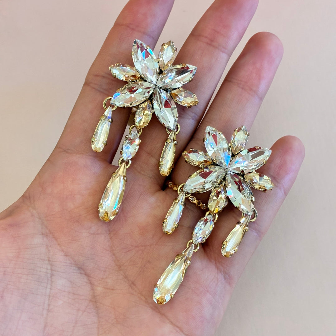 Flower Champagne Swarovski crystals set