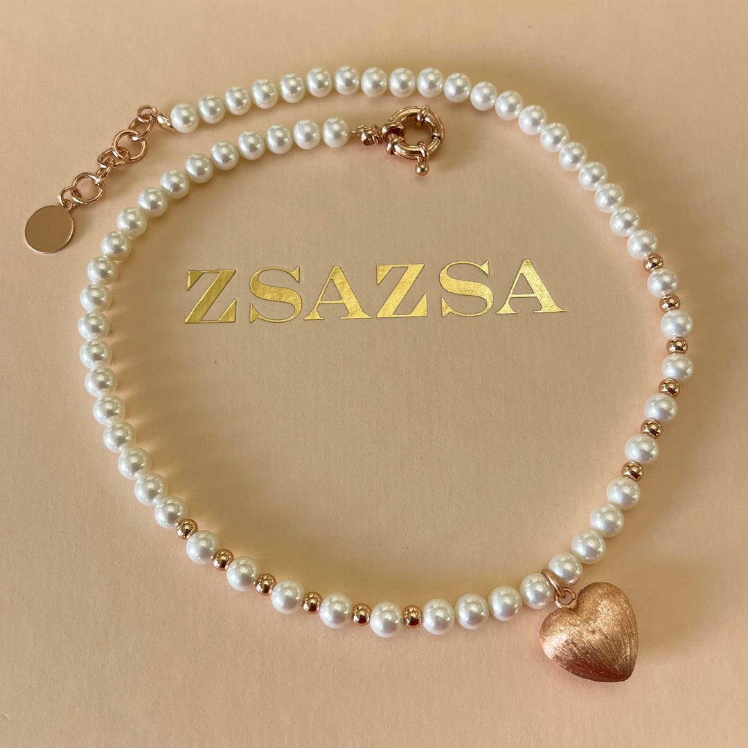 Heart rose gold & pearls set