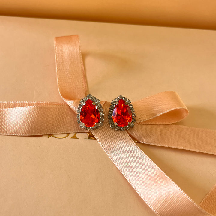 Orange teardrop preciosa crystals set