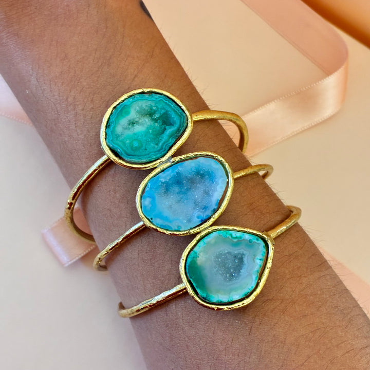 Gold plated geoda handmade set