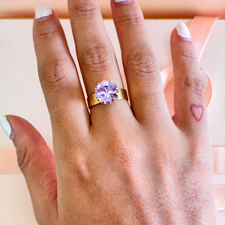 Lilac Preciosa crystals gold plated ring