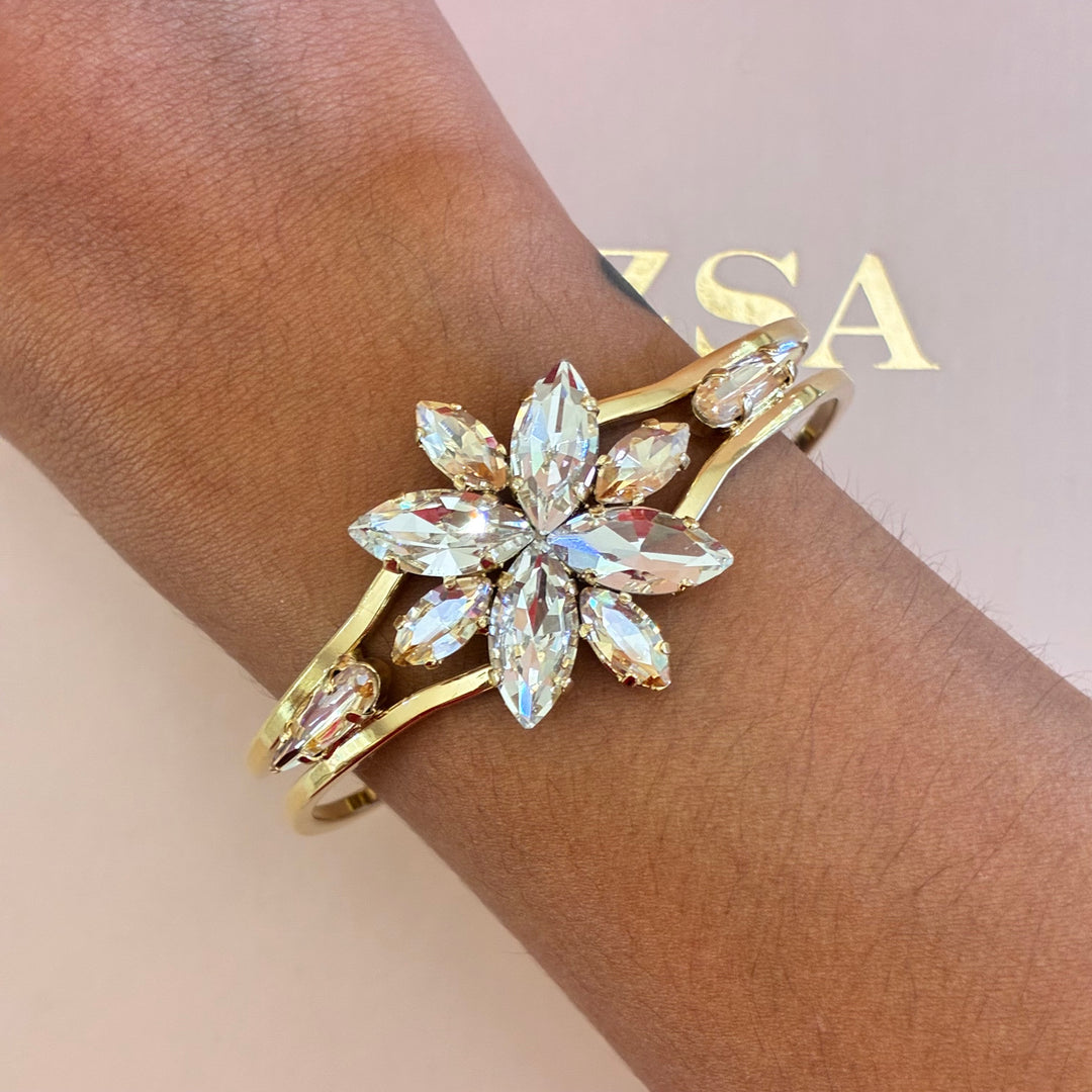 Flower Champagne Swarovski crystals set