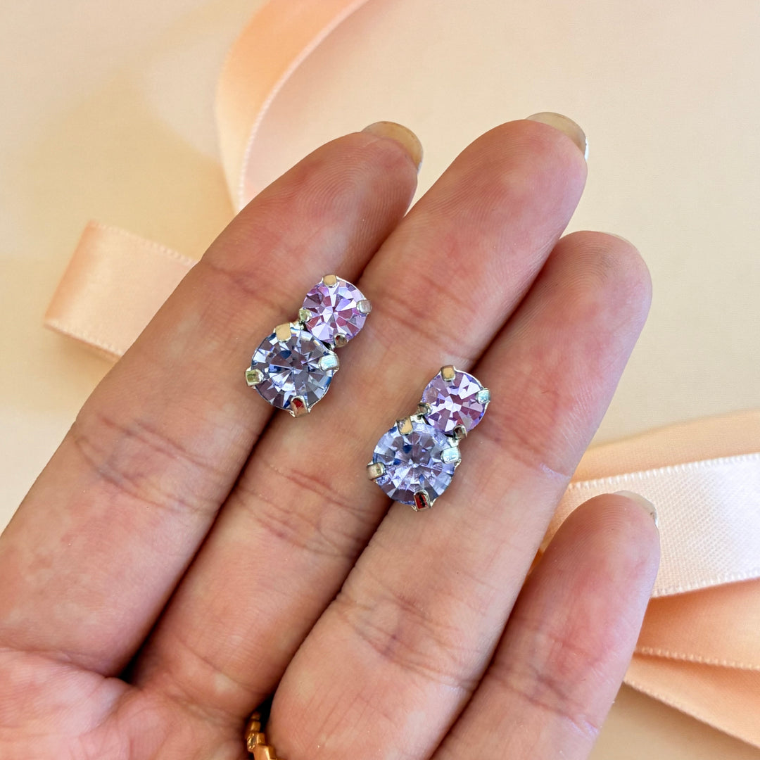 Lilac Swarovski crystals silver earrings
