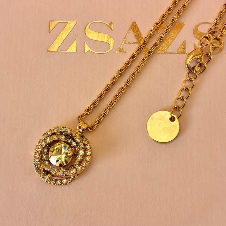 Mint Swarovski crystals gold plated pendant