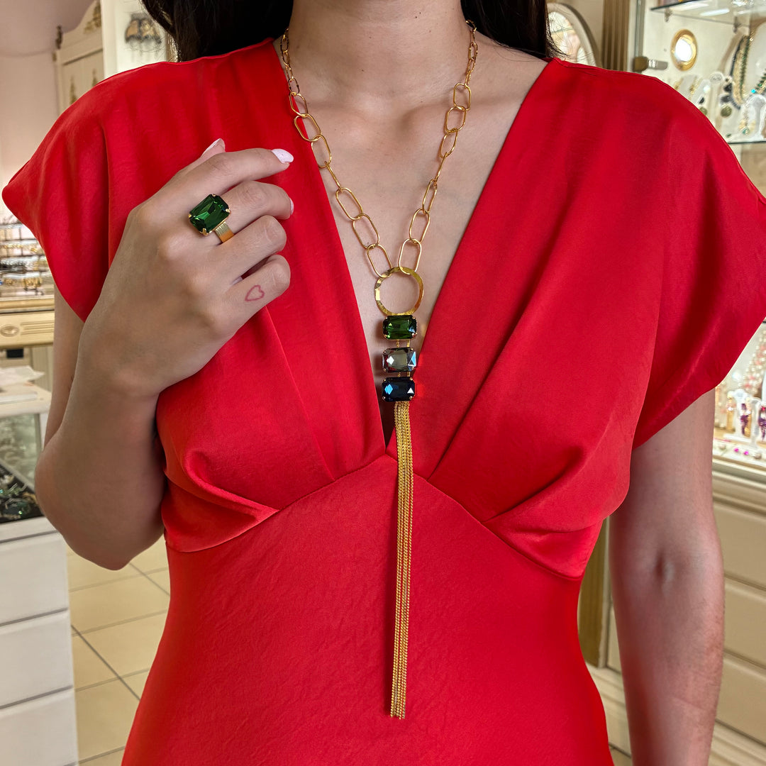 Multicolour swarovski crystals handmade gold plated set