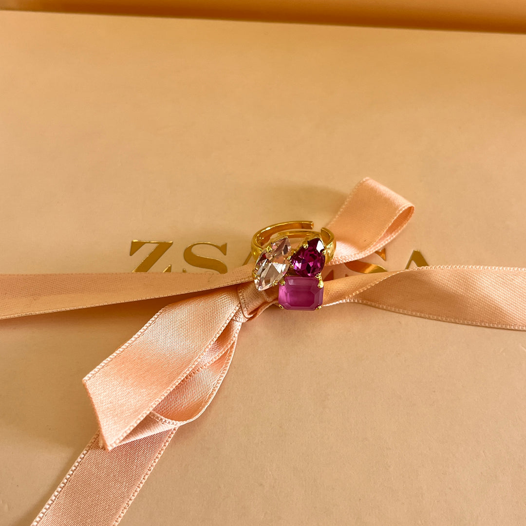 Shade of fuchsia Swarovski crystals set