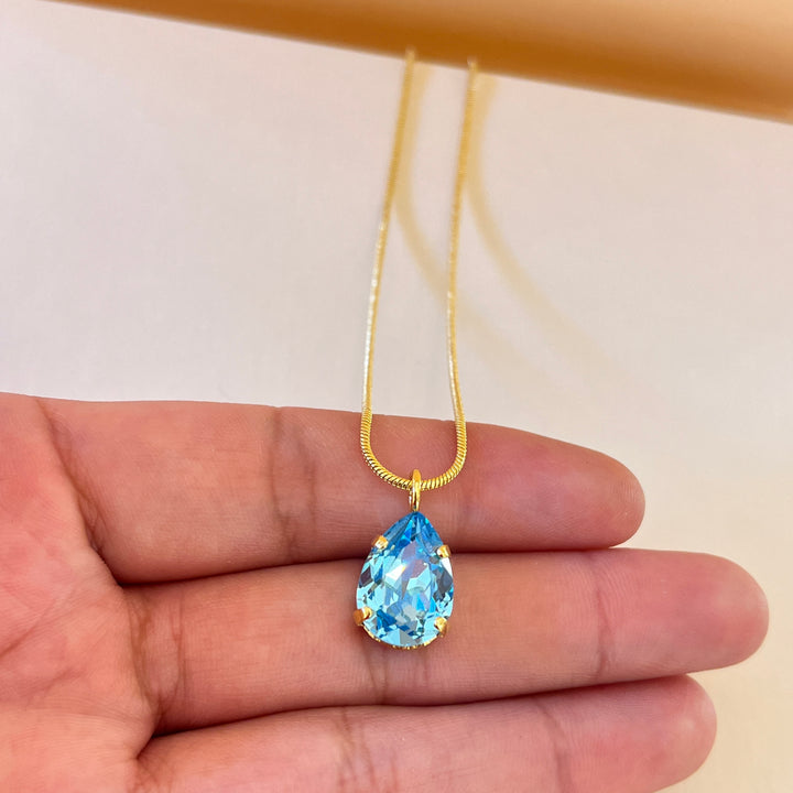 Turquoise teardrop Swarovski crystals pendant