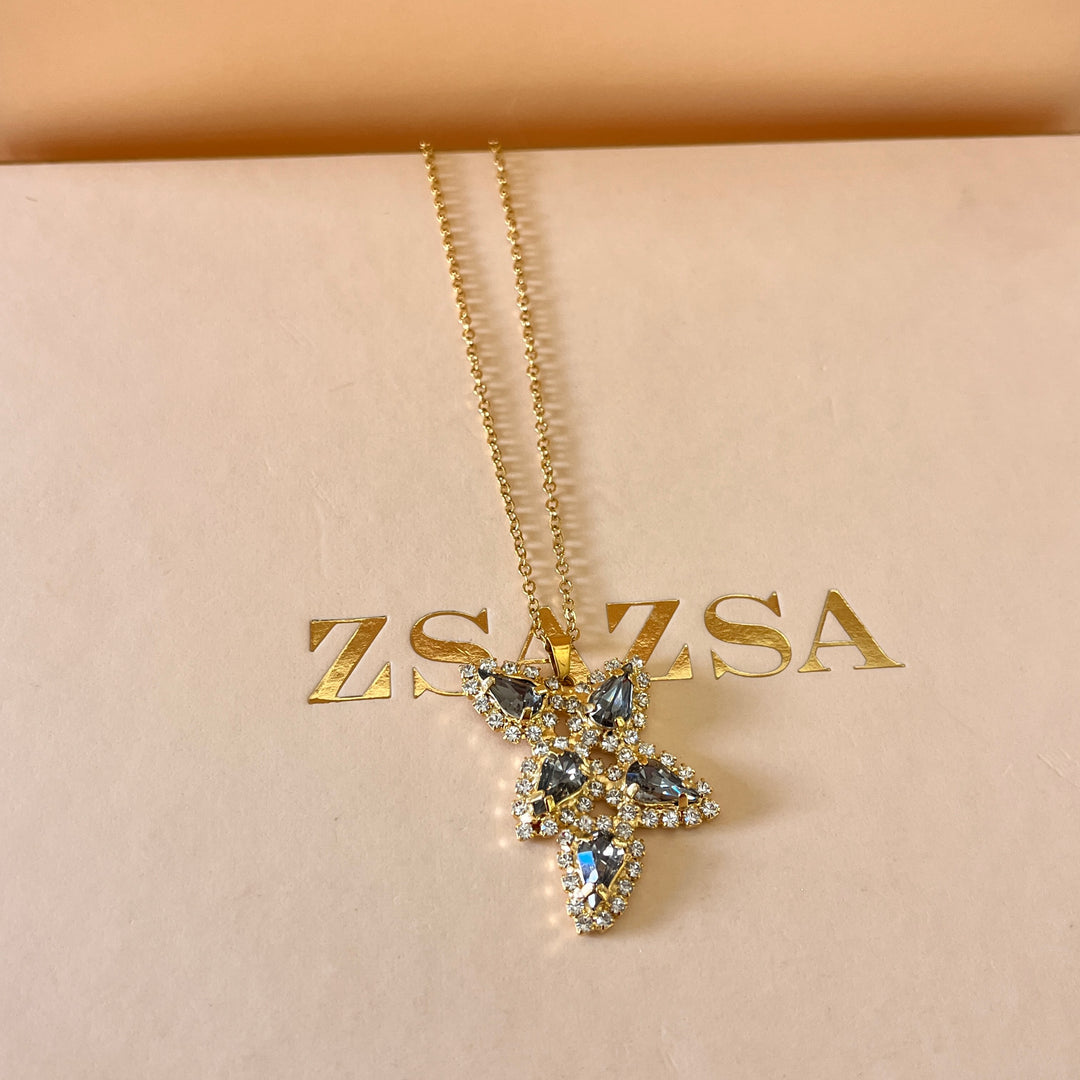 Grey teardrop preciosa crystal set