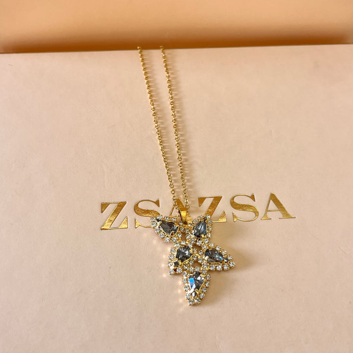 Grey teardrop preciosa crystal set