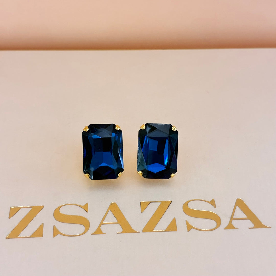 Navy blue rectangular Preciosa crystals set