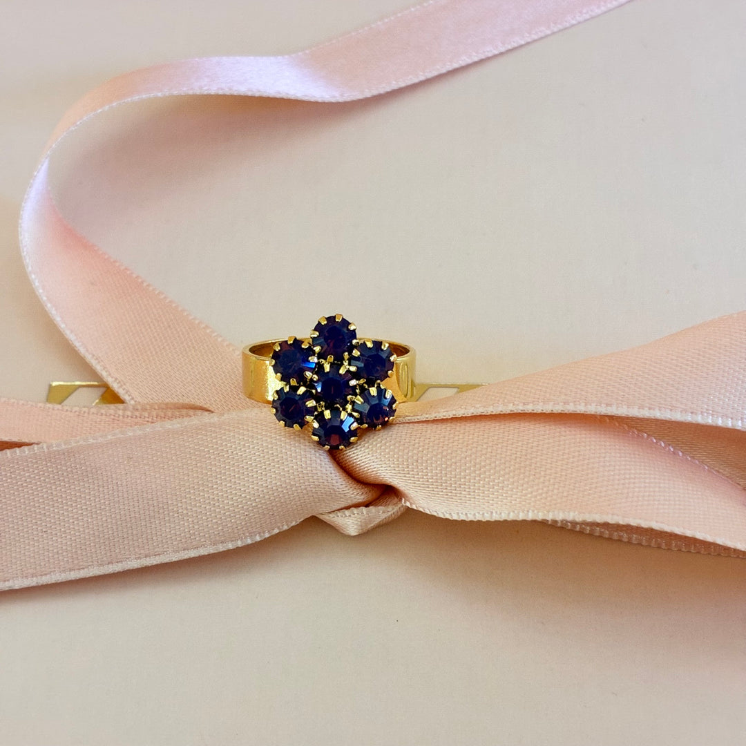 Flower purple preciosa crystals gold plated set