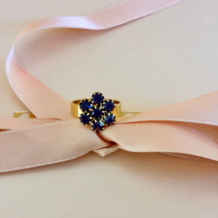 Flower purple preciosa crystals gold plated set