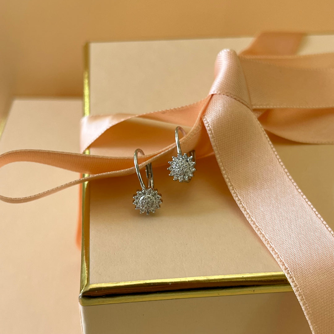 Zircone silver sunflower hooks