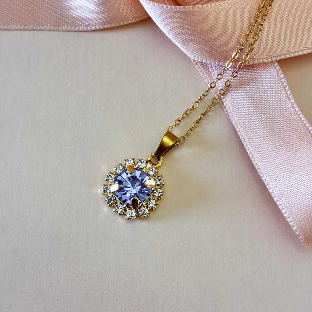 Lilac dainty Preciosa crystals gold plated set