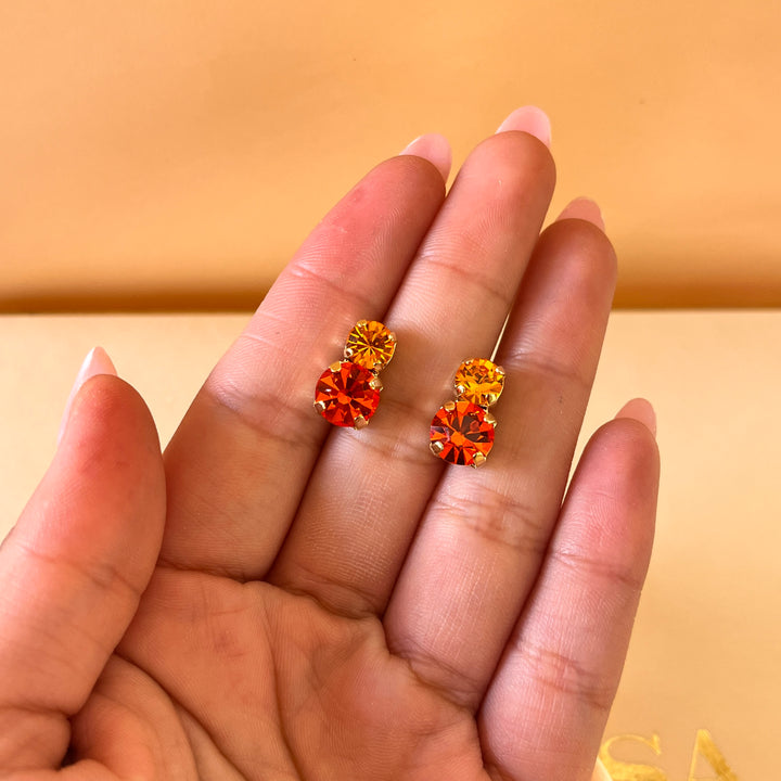 Orange Swarovski crystals studs