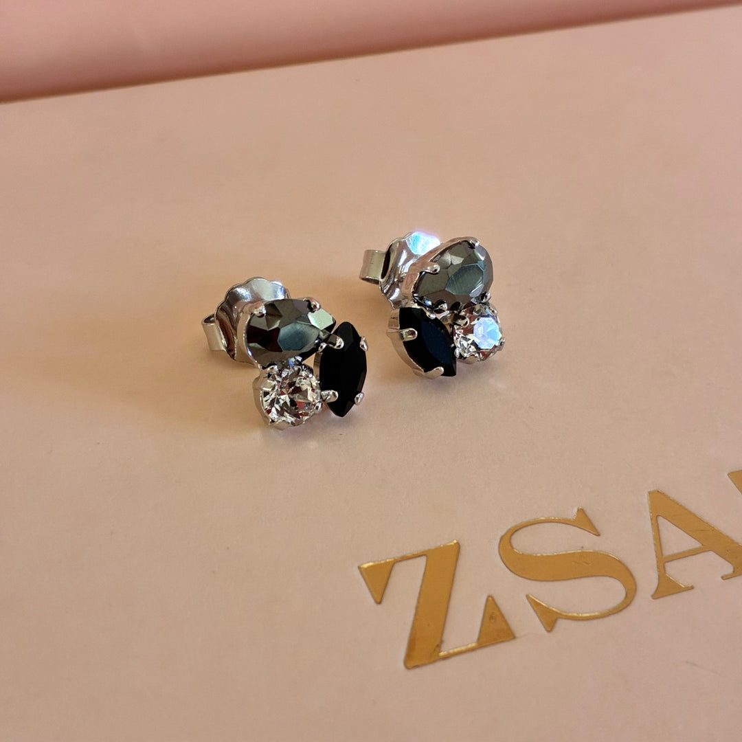 Multistone black and grey Swarovski crystal set