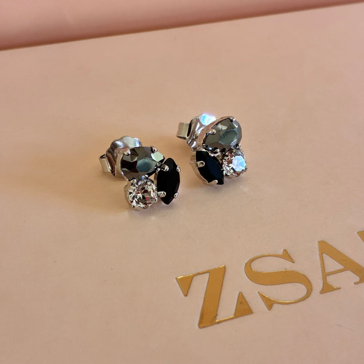 Multistone black and grey Swarovski crystal set