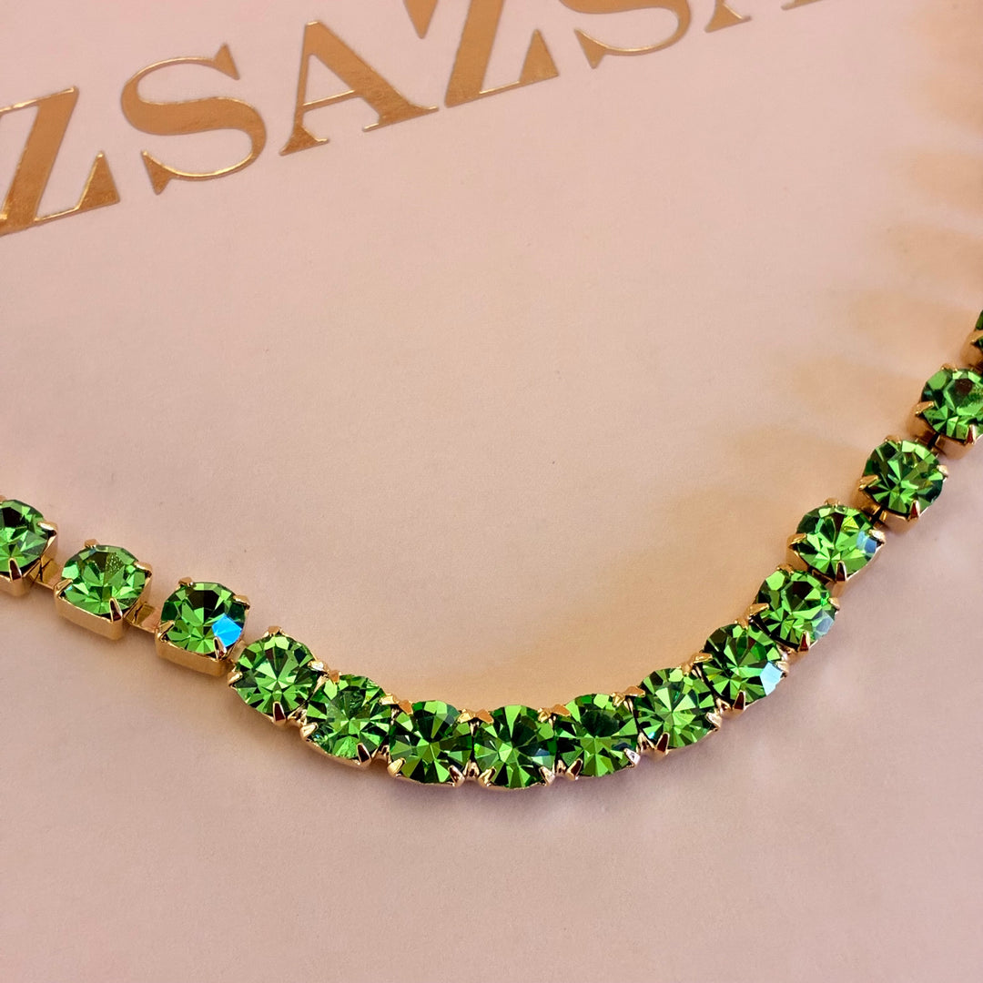 Green Preciosa crystals gold plated set