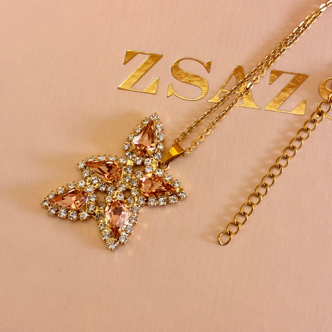 Peach teardrops Swarovski crystals set