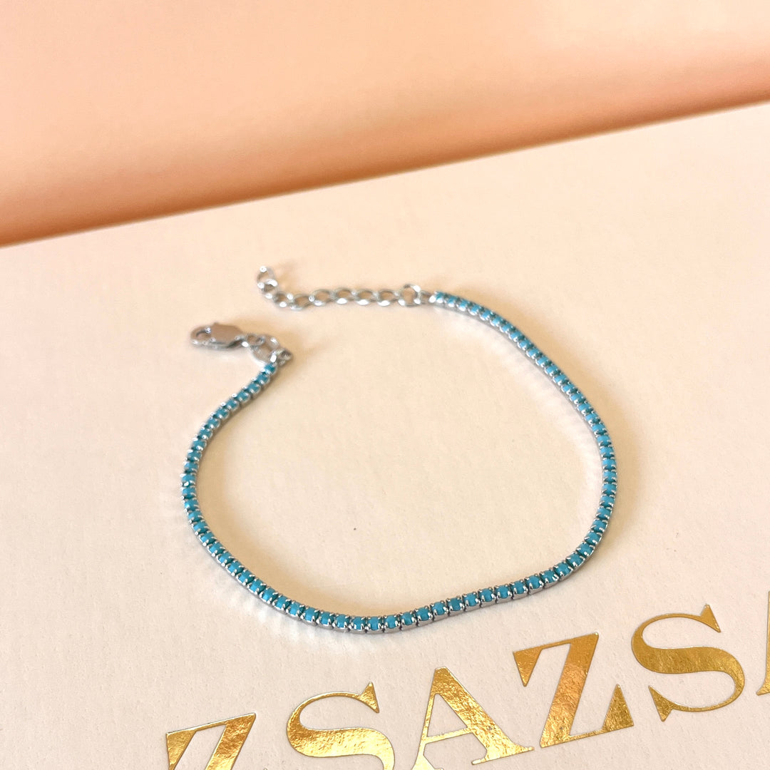 Turquoise tennis zircone bracelet