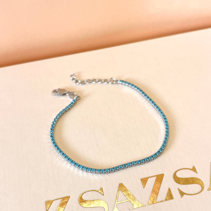 Turquoise tennis zircone bracelet
