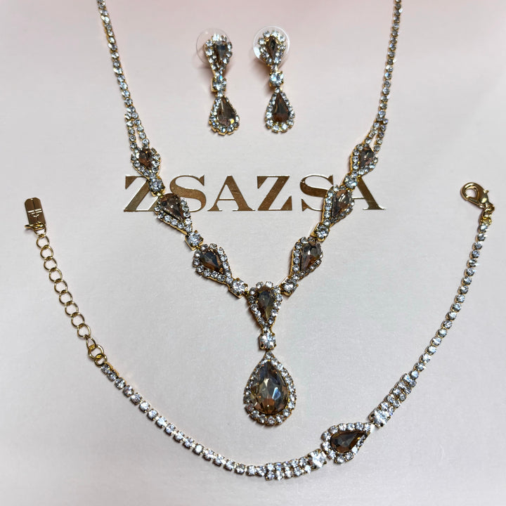 Teardrop bronze rhinesonte set