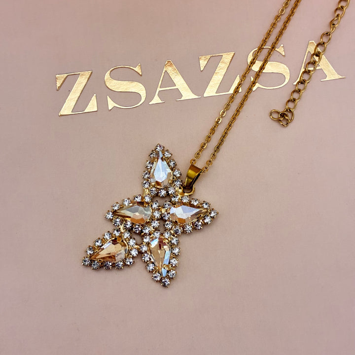 Champagne teardrops Swarovski crystals set