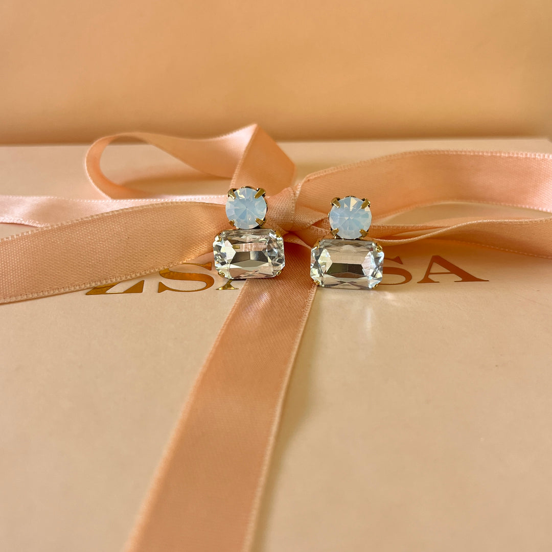 White Swarovski crystals studs
