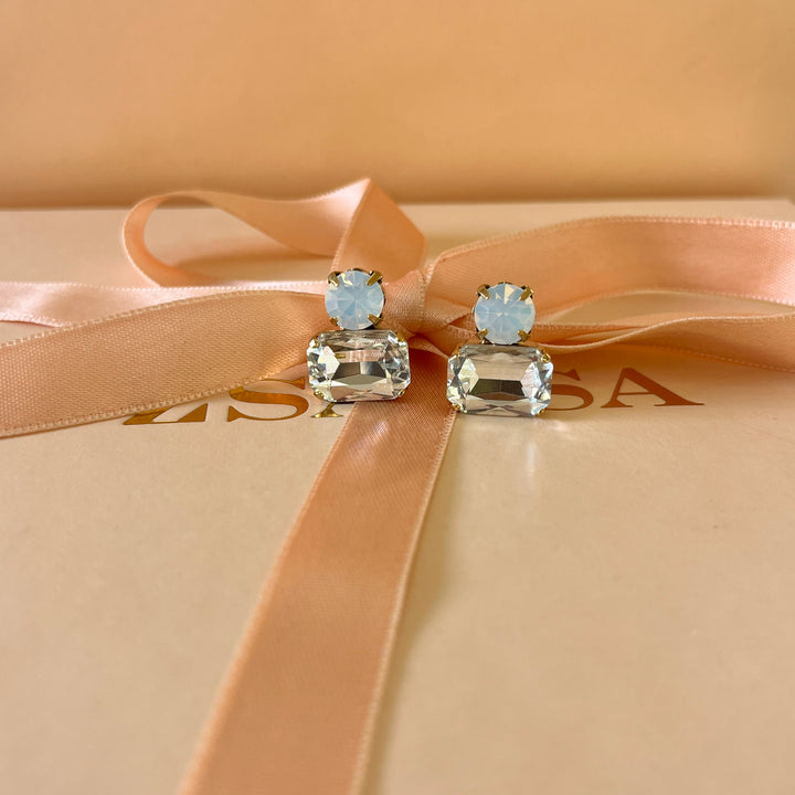 White Swarovski crystals studs